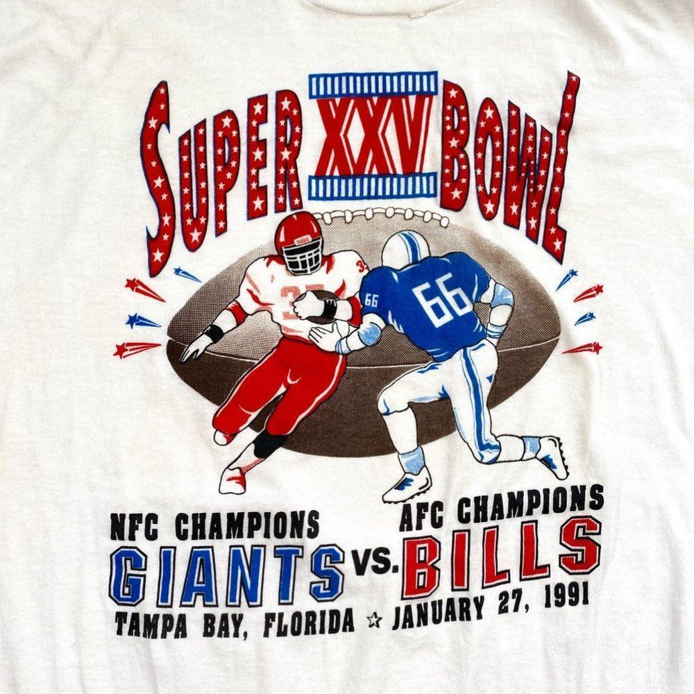 Retro 1991 Super Bowl Xxv Giants Bills Shirt Collection Tee - Picture 1 of 4